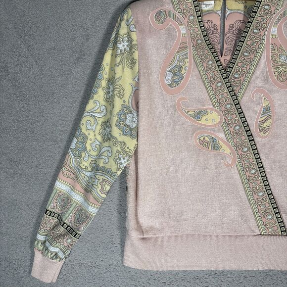 Philippe Marques Petite Women’s Size 8 Mixed Media Sweater Blush Pink Boho Retro - Picture 4 of 16